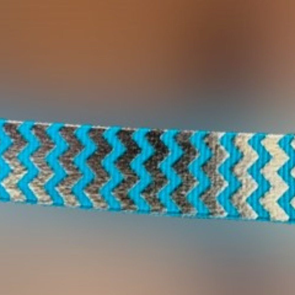 Teal Grosgrain Ribbon with Gold Chevrons 58R557   ****ALL RIBBONS BUY 2 GET 1 FR